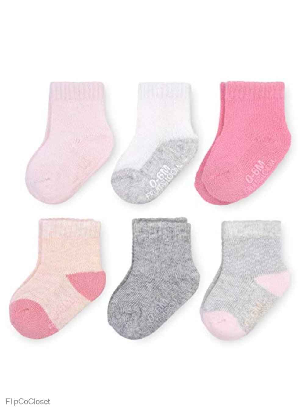 Toddler Socks 6 Pack Cotton Crew with Grips Non-Slip Thermal Mesh